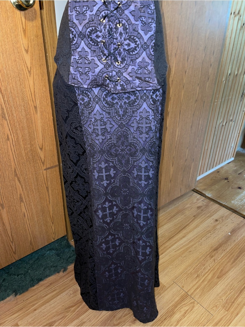 Morbid Threads Purple Lace-Up Gothic Corset Top and Maxi Skirt - Picture 2 of 6